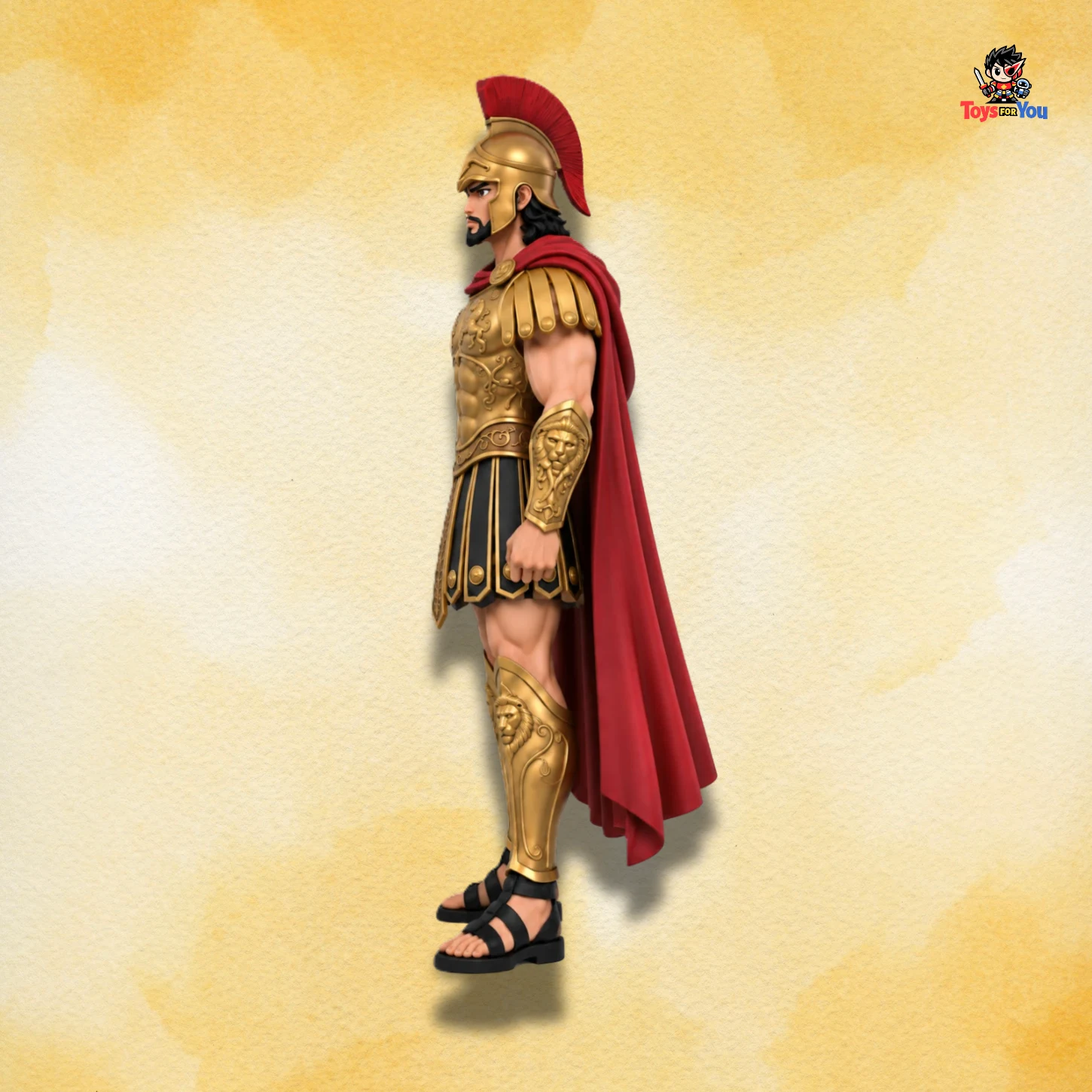 Left-side view of Agamemnon Action Figure in ancient Greek warrior armor.