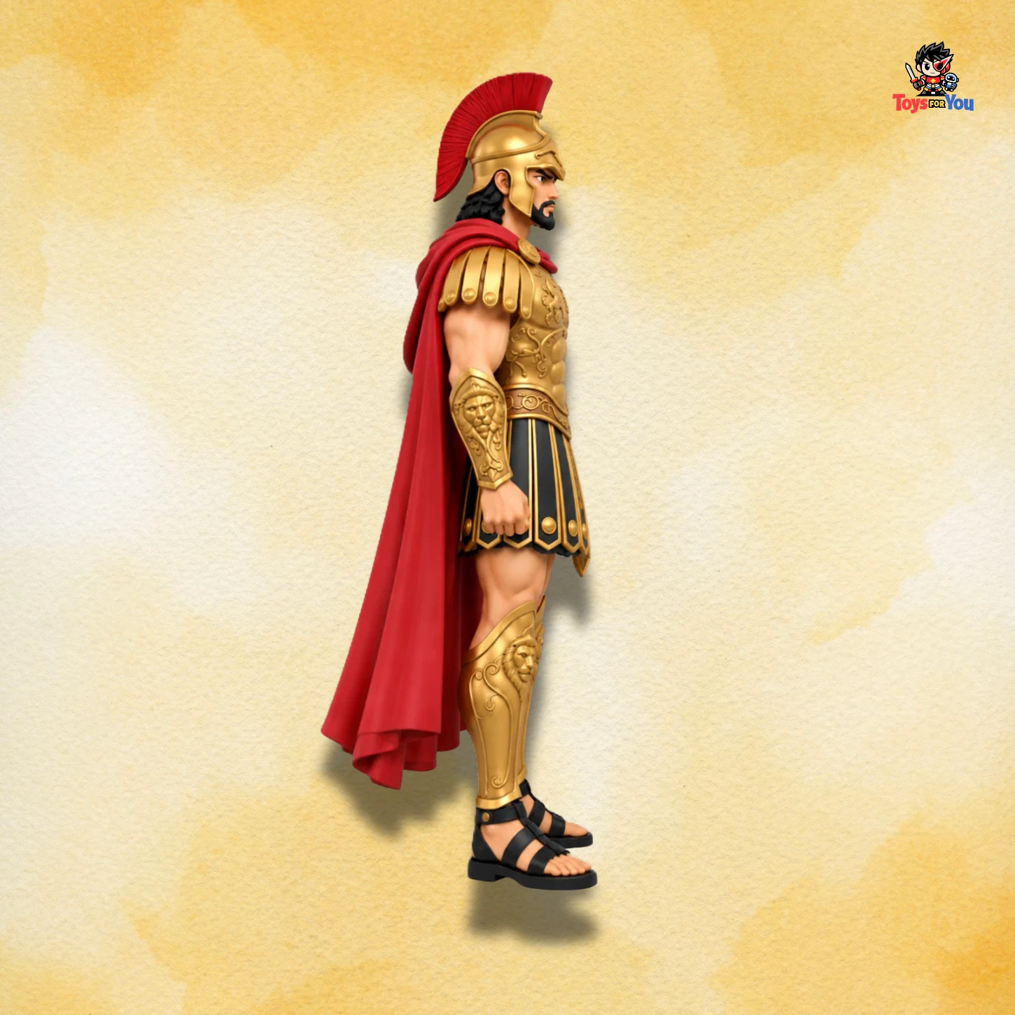 Right-side view of Agamemnon Action Figure wearing Greek warrior armor.