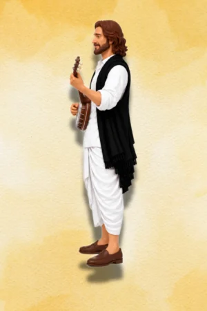 Antony Firingee figure left side view with musical instrument