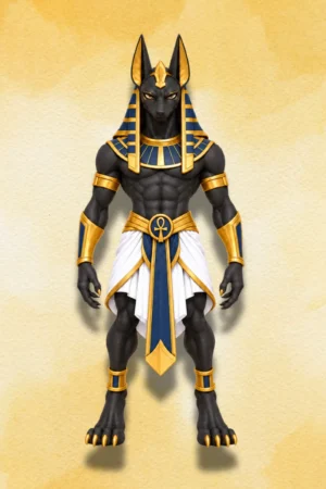 Front View of Anubis Action Figure inspired by Ancient Egyptian mythology.