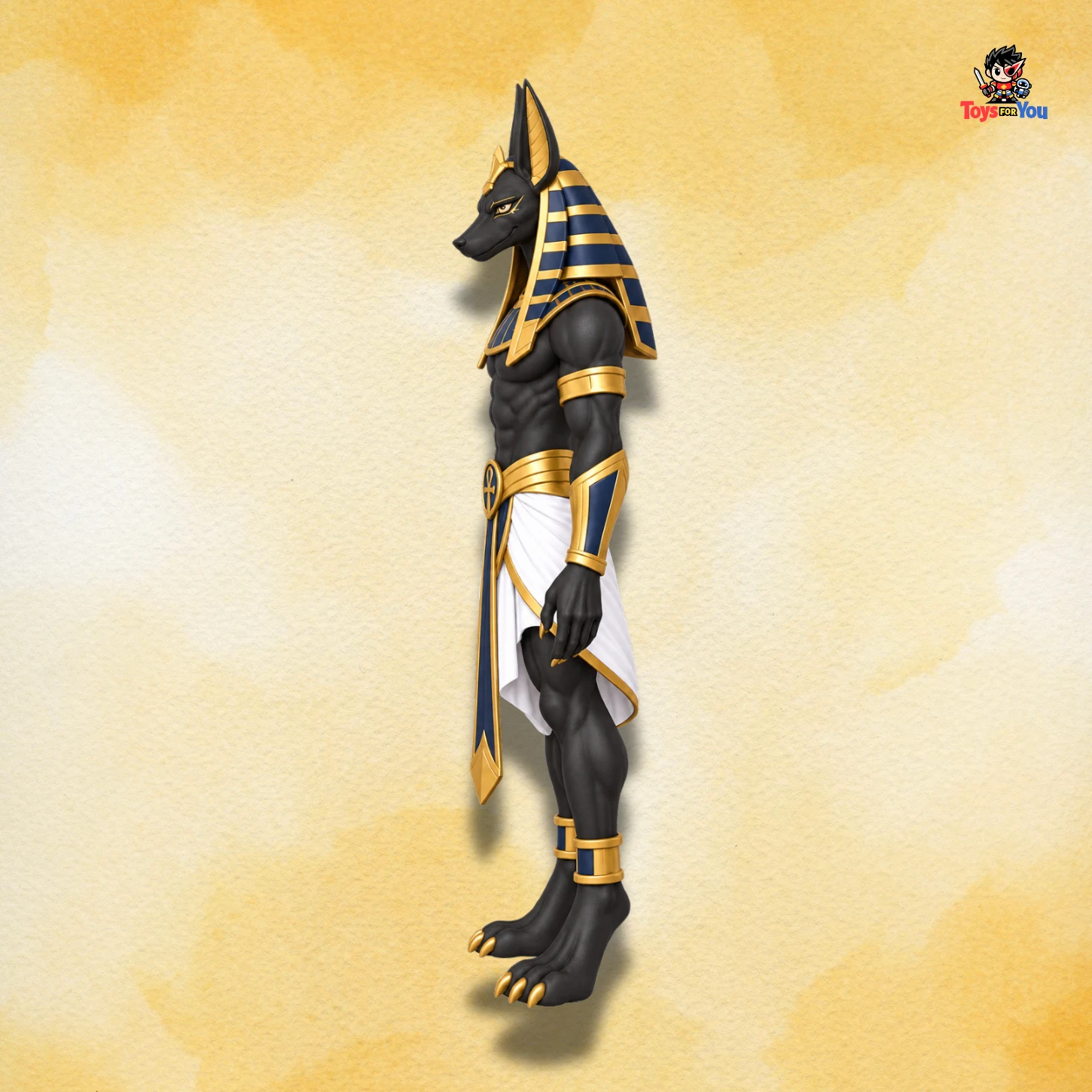 Left-side view of Egyptian God Anubis Action Figure.