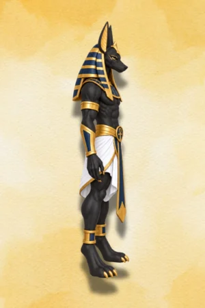 Right-side view of Anubis Action Figure inspired by Egyptian mythological design.