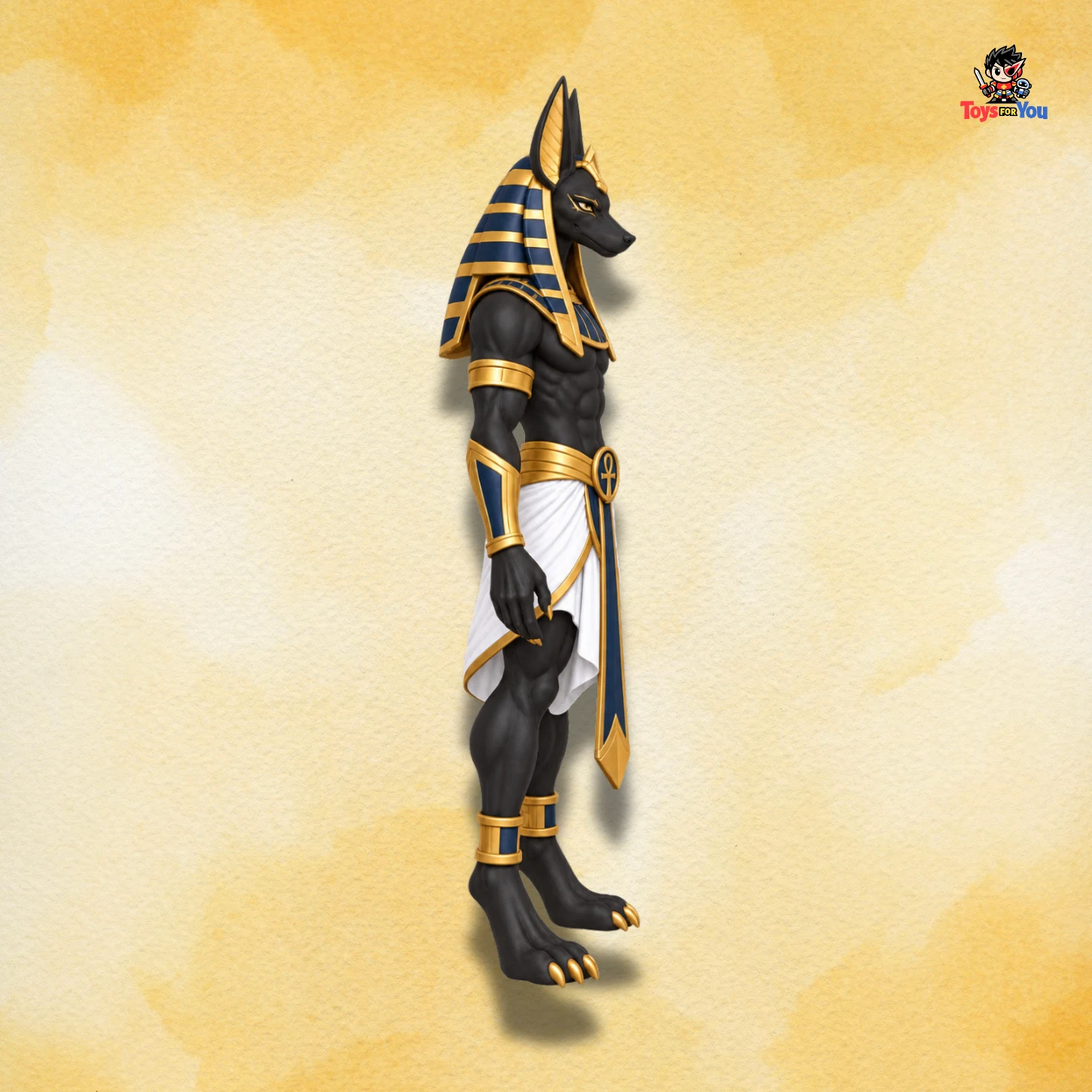 Right-side view of Anubis Action Figure inspired by Egyptian mythological design.