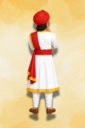 Back view of Birbal Action Figure showing traditional Indian character design.