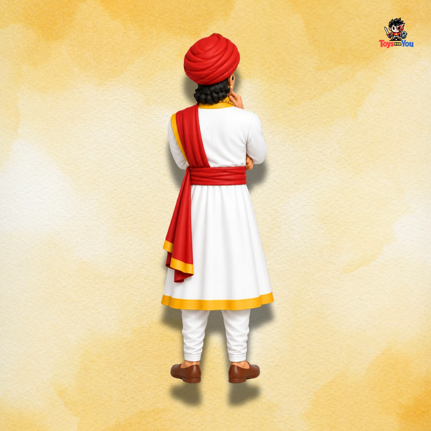 Back view of Birbal Action Figure showing traditional Indian character design.