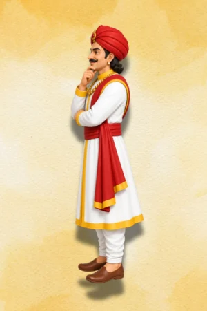Left-side view of Birbal Action Figure in traditional Indian attire.