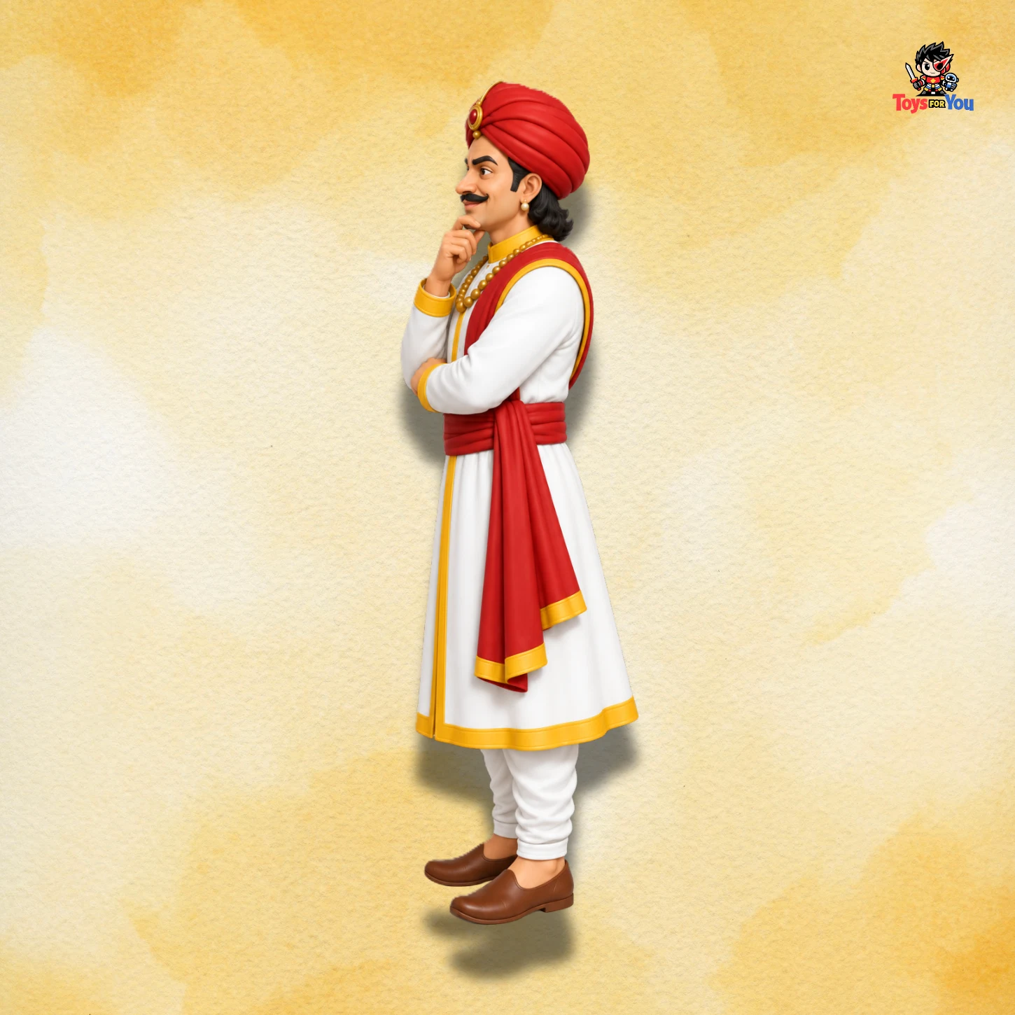 Left-side view of Birbal Action Figure in traditional Indian attire.