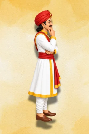 Right-side view of Birbal Action Figure in traditional Indian attire.
