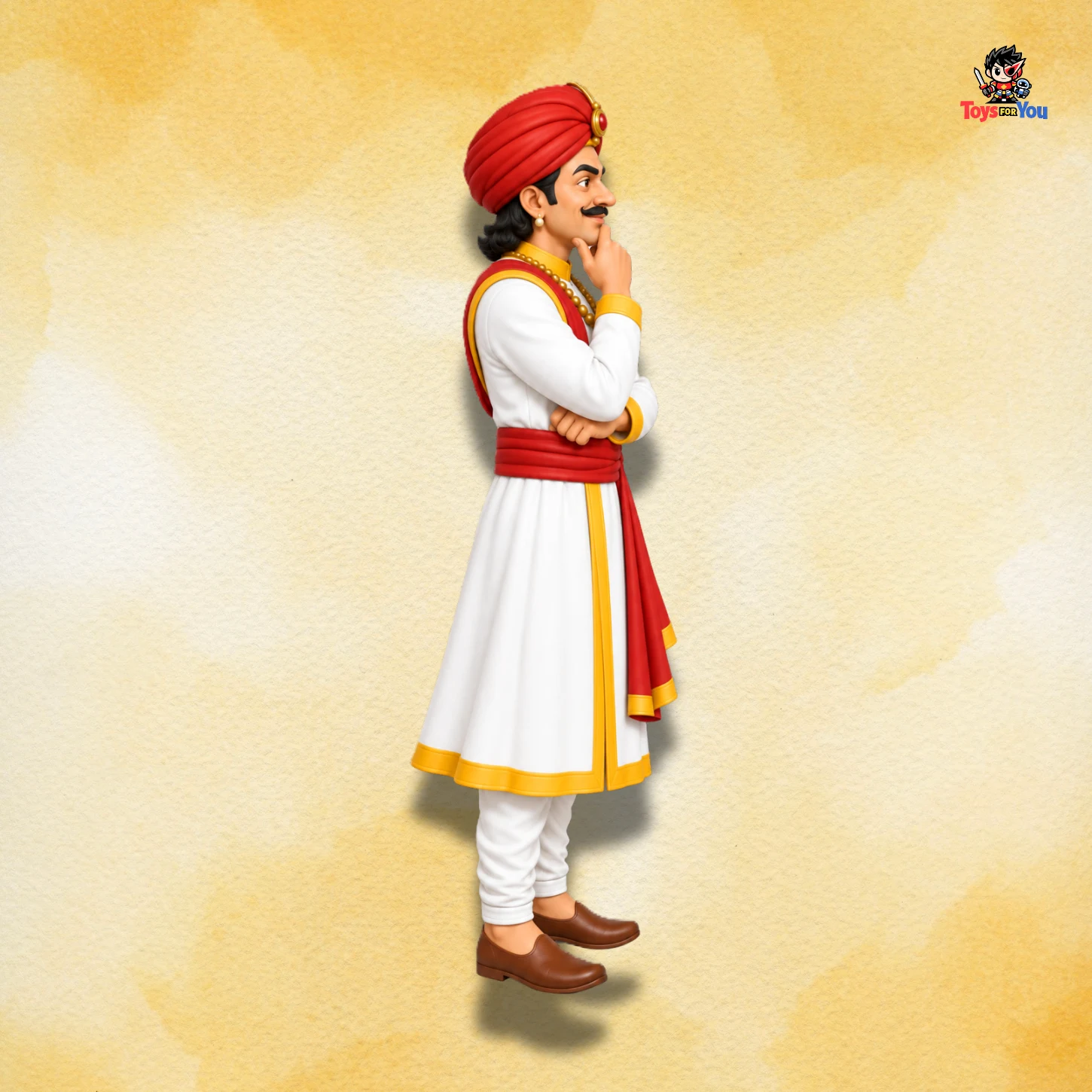 Right-side view of Birbal Action Figure in traditional Indian attire.