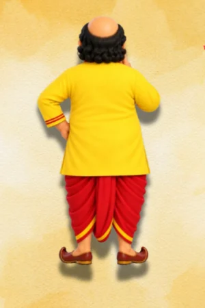 Gopal Bhar figure back view showing traditional Bengali clothing