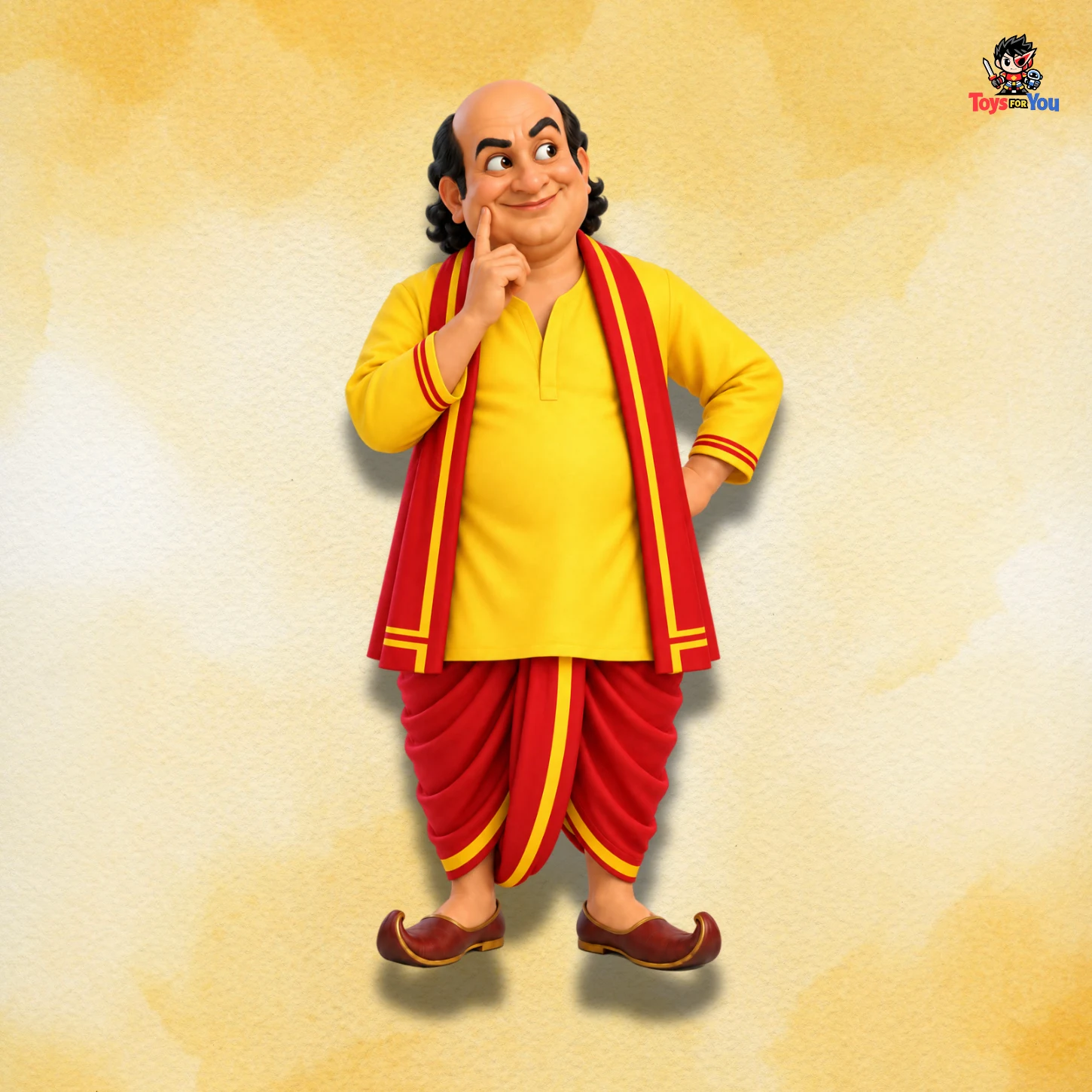 Gopal Bhar figure in traditional Bengali attire with playful expression