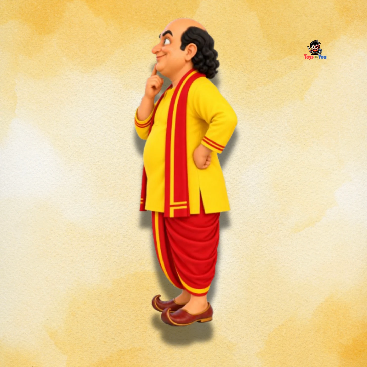 Gopal Bhar figure right side view in yellow and red traditional attire