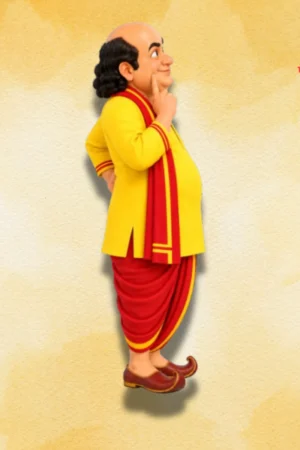 Gopal Bhar figure left side view with traditional Bengali outfit