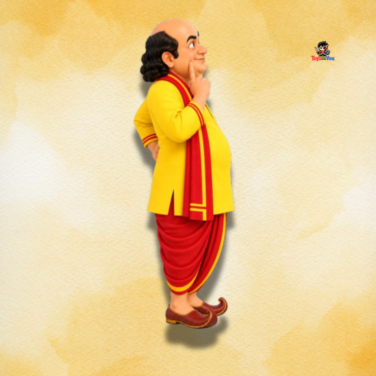 Gopal Bhar figure left side view with traditional Bengali outfit