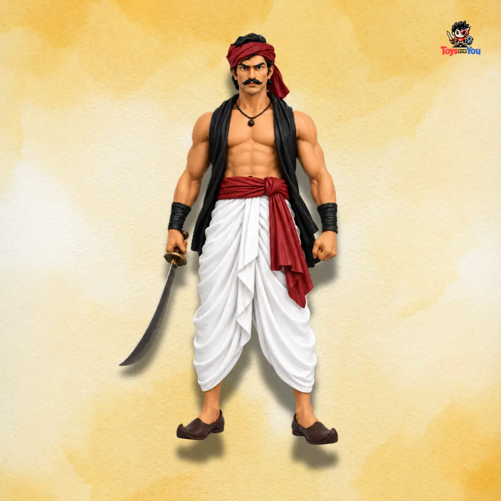 Raghu Dakat Action Figure, Inspired by Bengali folklore, holding a sword.