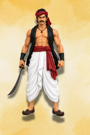 Raghu Dakat figure in traditional Bengali-inspired attire